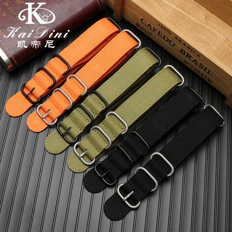 帆布表带 适用西铁城 精工水鬼 光动能骚橙帆布带 手表带户外运动