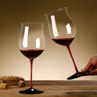 家用奢华葡萄酒大号高脚杯酒具 黑领结勃艮第红酒杯醒酒器套装