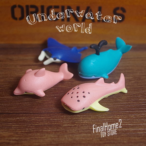 出口 海底世界 海洋生物 鲸鲨 海豚 蓝鲸 拼装橡皮擦玩具公仔玩偶