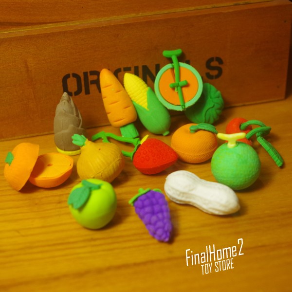 满19包邮 过家家 橡皮擦 水果 食物 蔬菜 萝卜  创意拼装文具礼物