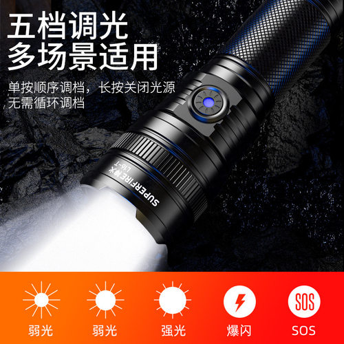 神火2022新款调焦手电筒月圆光斑