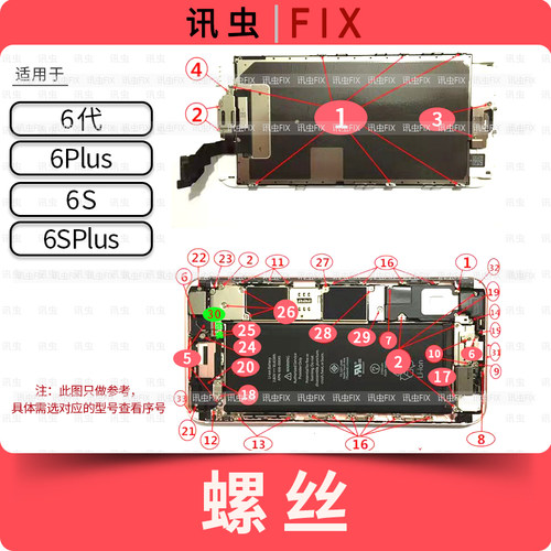 适用苹果全套螺丝6代6Plus 6S 6SPlus三角五星十字主板螺丝Plus