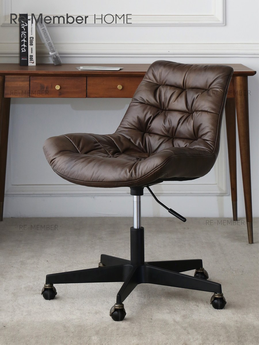 中古复古真皮升降书房办公椅