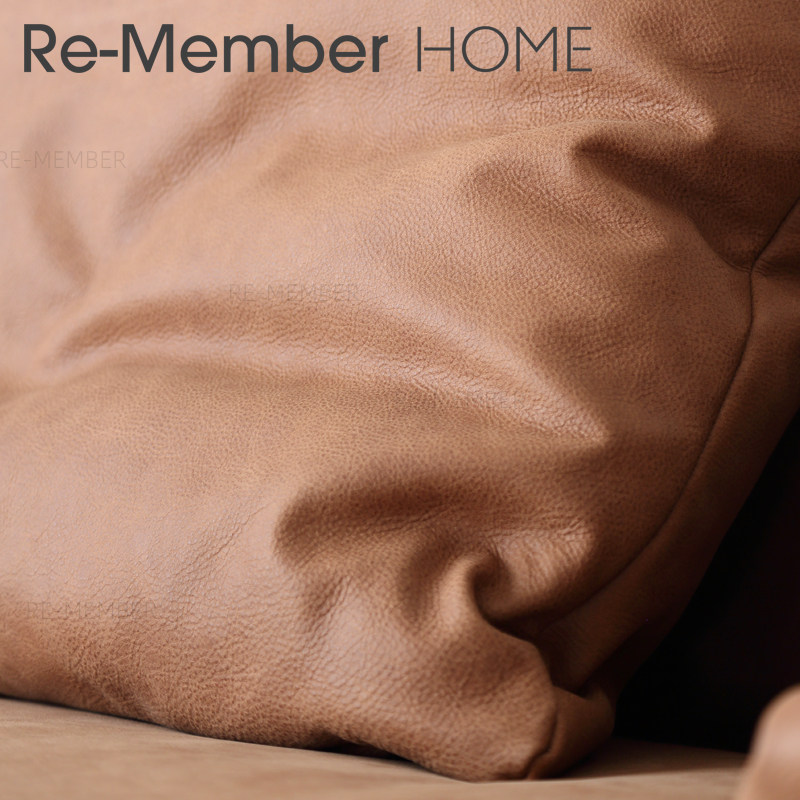 Re-Member Home头层牛皮苯胺皮方形全皮抱枕靠包多色可选1#羽绒