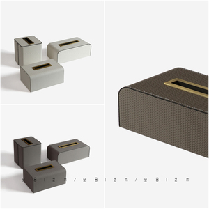 空合 现代简约样板间金属皮革纸巾盒 售楼部客厅餐厅洽谈区抽纸盒