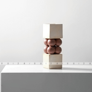 空合星球解构陶瓷花器样板间侘寂风圆球方款黄白银色轻奢花瓶摆i.