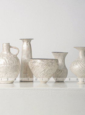 空合新中式宋代白色陶瓷花器样板间售楼处客厅餐厅素雅花瓶摆件