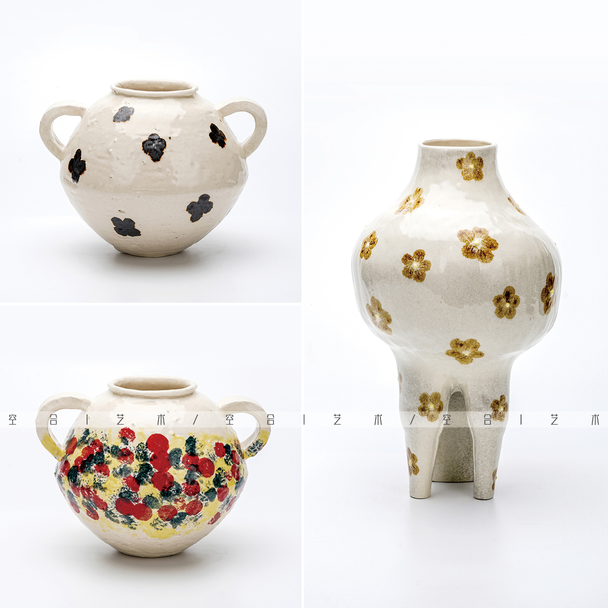 空合现代创意斑点陶罐样板间摆件