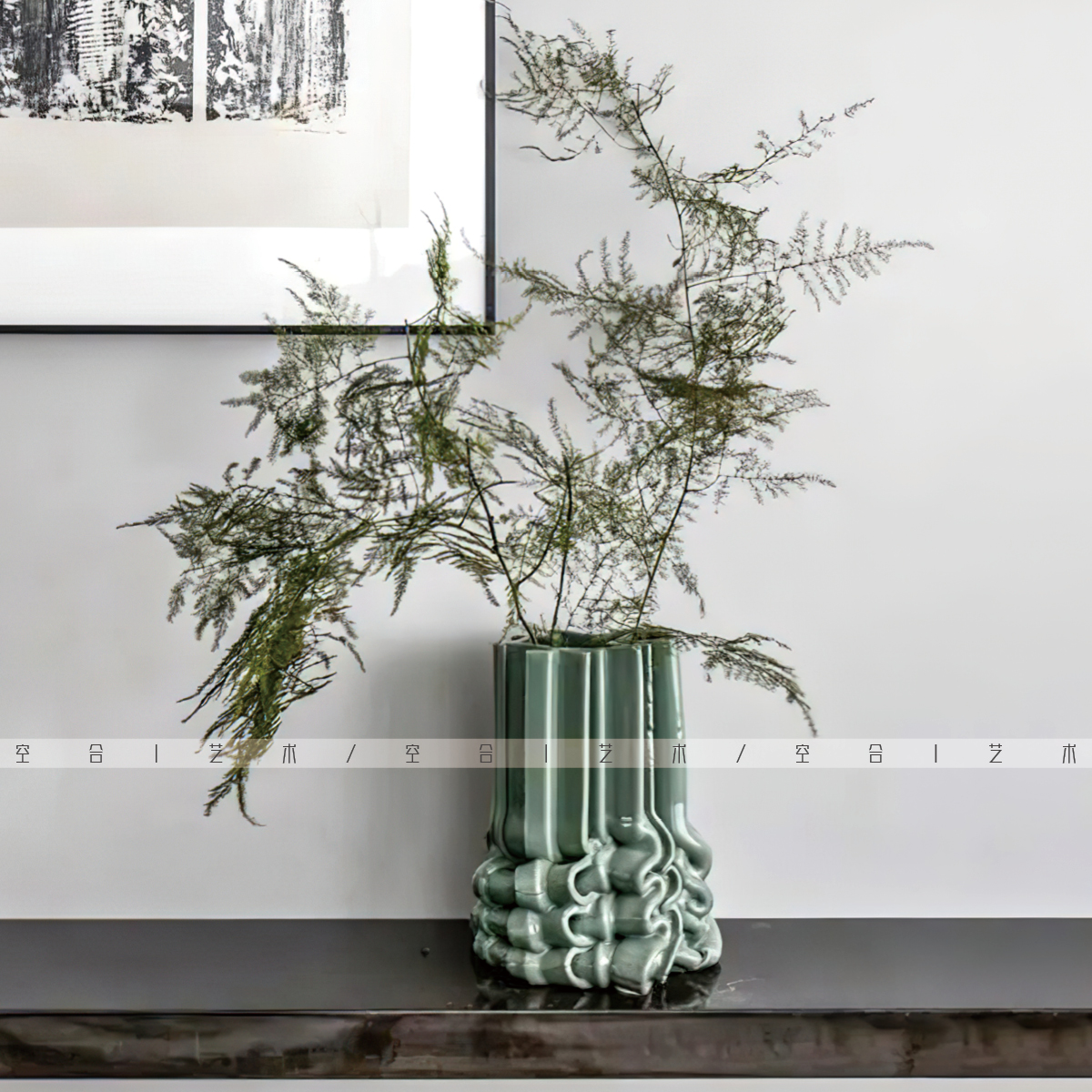 空合新中式釉面陶瓷褶皱书房