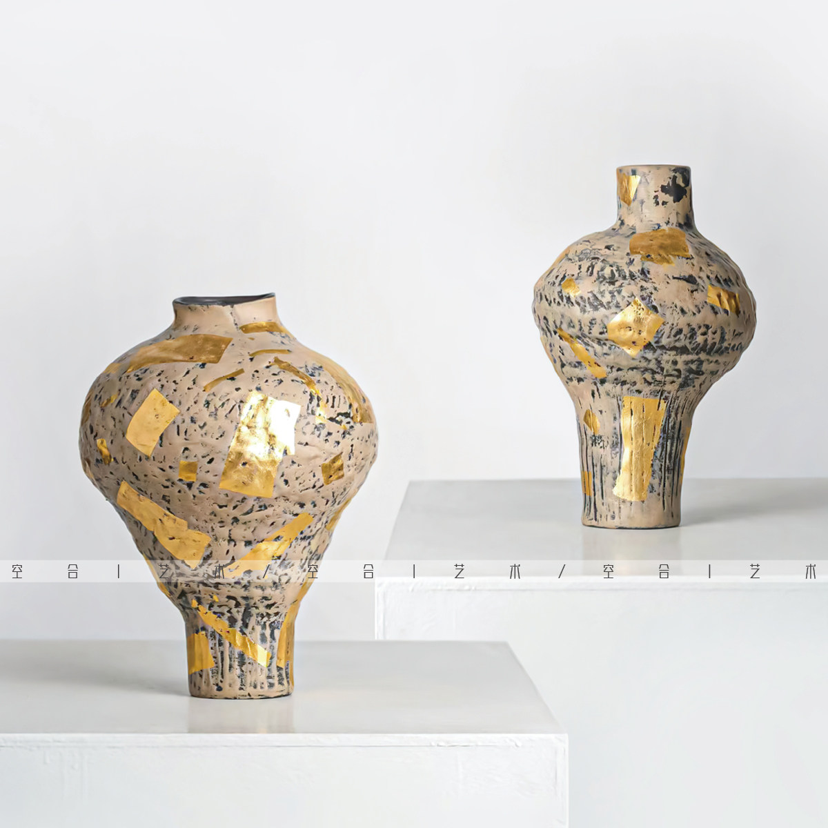 空合新中式艺术贴金陶瓷花器 样板间售楼处柜体客厅酒店花瓶摆件,家居饰品,花瓶,淘宝优惠券,粉丝福利购,淘宝优惠卷