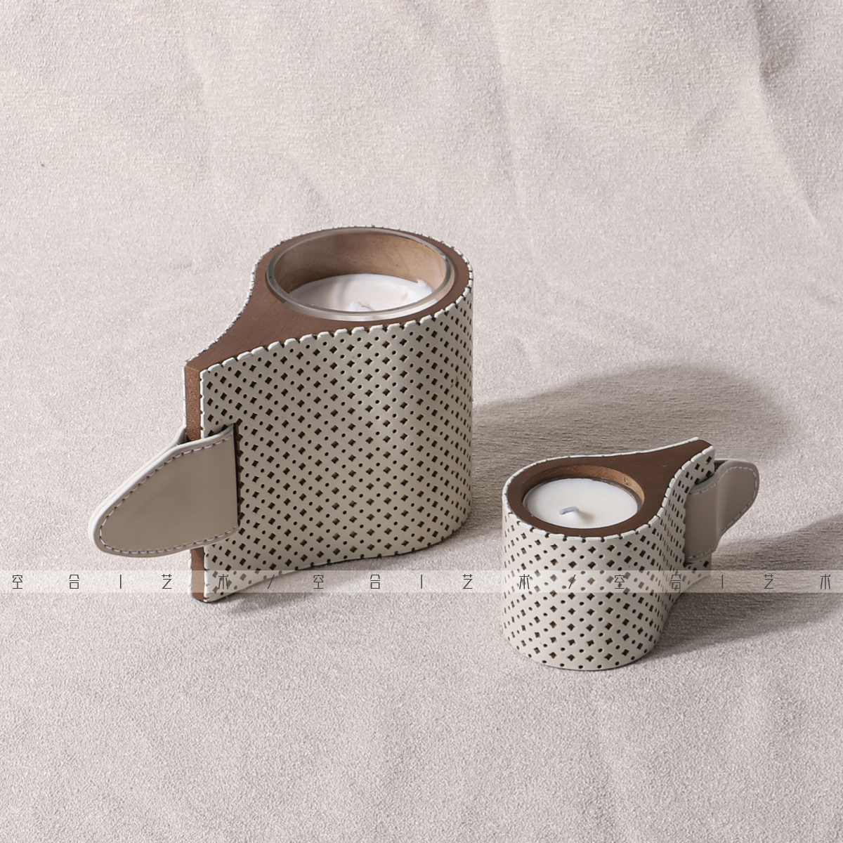 空合北欧皮革斑点香薰蜡烛摆件