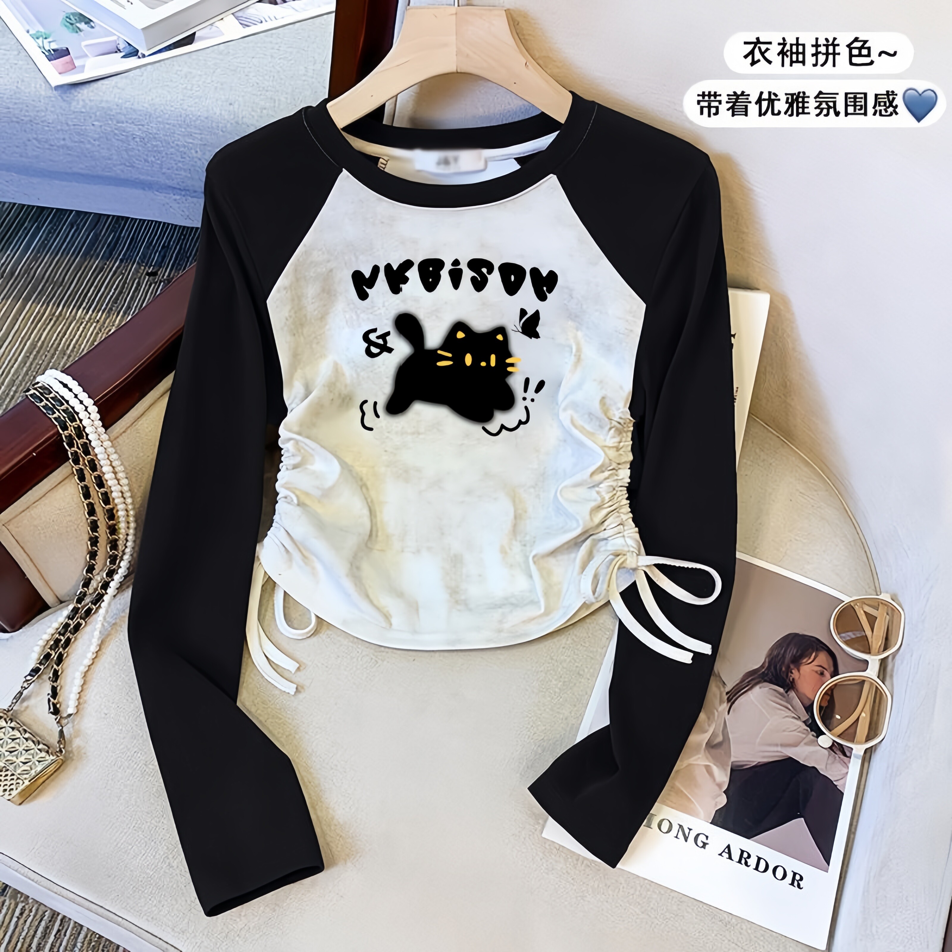 女童纯棉春秋2025新款洋气打底衫长袖儿童T恤中大童短款百搭上衣