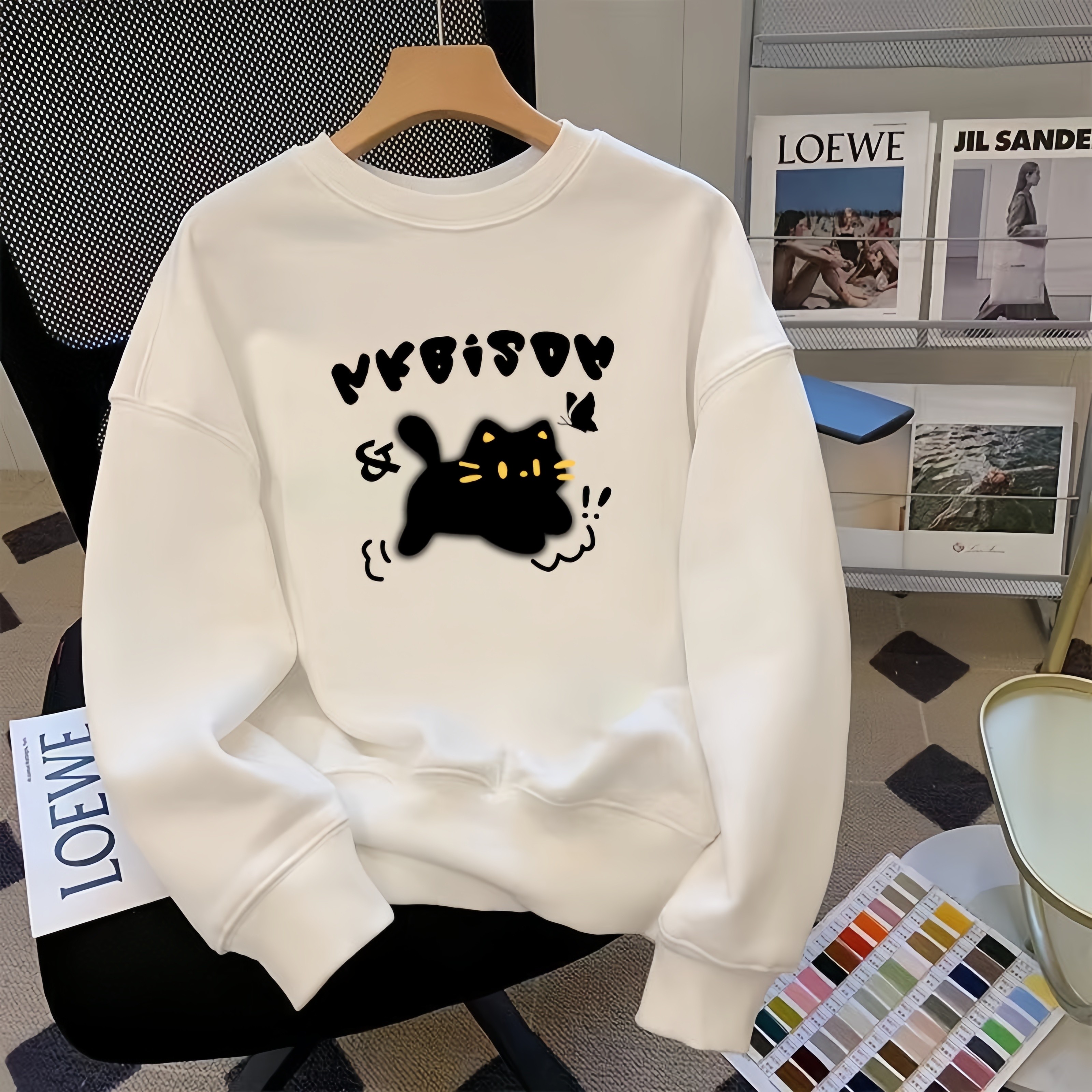 纯棉女童加绒加厚卫衣秋冬新款洋气插肩袖上衣中大童长袖打底衫