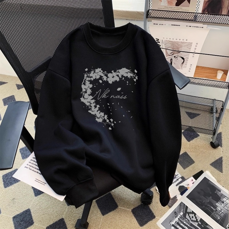 纯棉女童加绒加厚卫衣秋冬新款洋气初中学生上衣中大童长袖打底衫