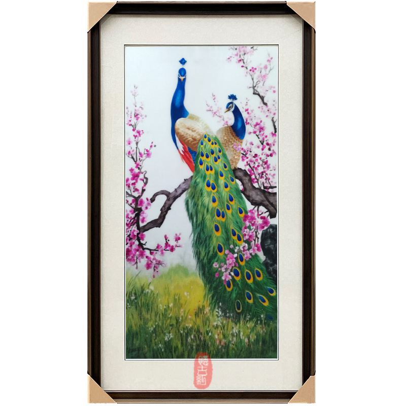 纯手工苏州刺绣画苏绣成品挂画孔雀玄关走道新中式装饰画 相依图片