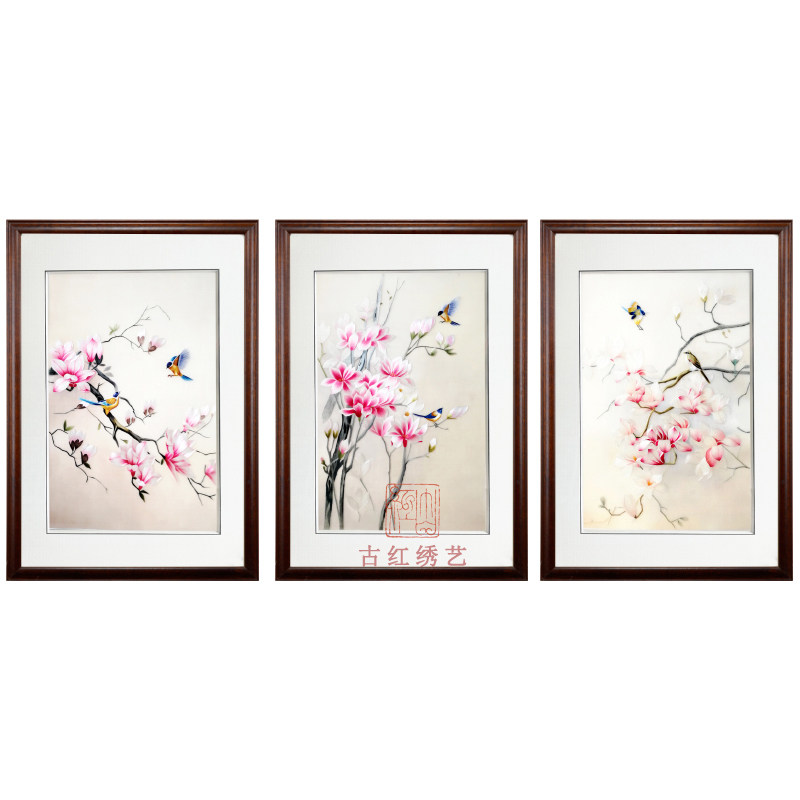精细1到4丝纯手工苏州刺绣苏绣成品挂画客厅卧室装饰画玉兰花鸟