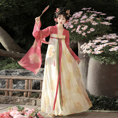 汉唐华韵原创汉服女【棠渌】唐制齐胸破裙一片式刺绣印花夏季日常