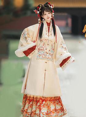 汉唐华韵原创汉服女【灵蛇献瑞】拜年服冬季加绒保暖长袄新款套装