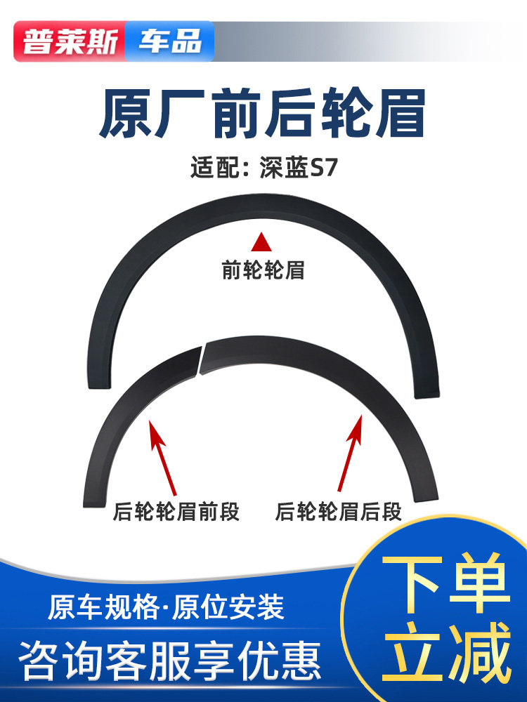 适配长安深蓝汽车S7前轮眉S07后车轮叶子板上轮眉黑色磨砂防擦条