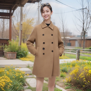 新款 品质双排扣羊驼毛大衣A1AAD4426 2026冬季 太平鸟女装