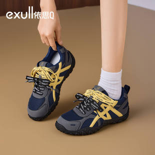 依思Q2025春秋新款双系带百搭拼色运动休闲鞋韩版洋气德训阿甘鞋