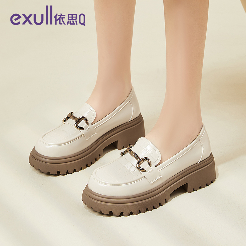 依思Q春秋新款百搭圆头乐福鞋