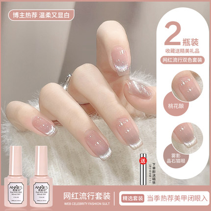 网红款猫眼指甲油胶2025年新款流行晶石猫眼双色小套系美甲店专用
