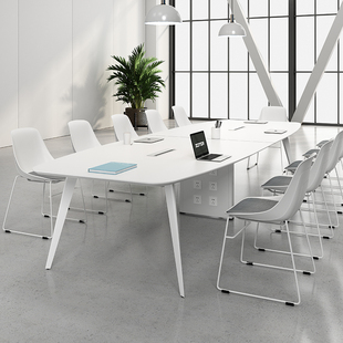 办公室家具会议桌椅组合白色会客桌烤漆小型培训桌简约现代 中特