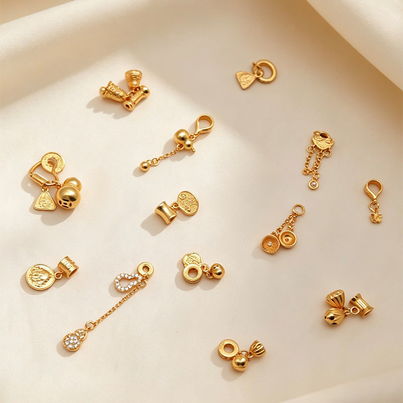 S925镀金招财红绳项链吊坠DIY