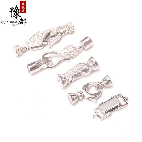 925银镶钻接头水晶搭扣手工串珠