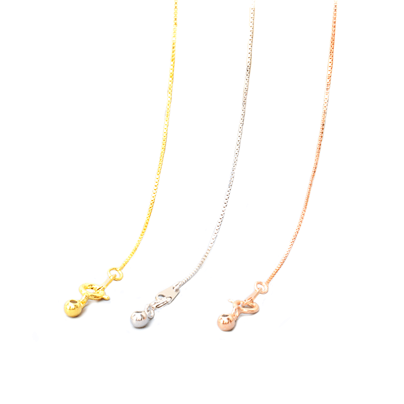 可调节盒项链针尾裸链银项