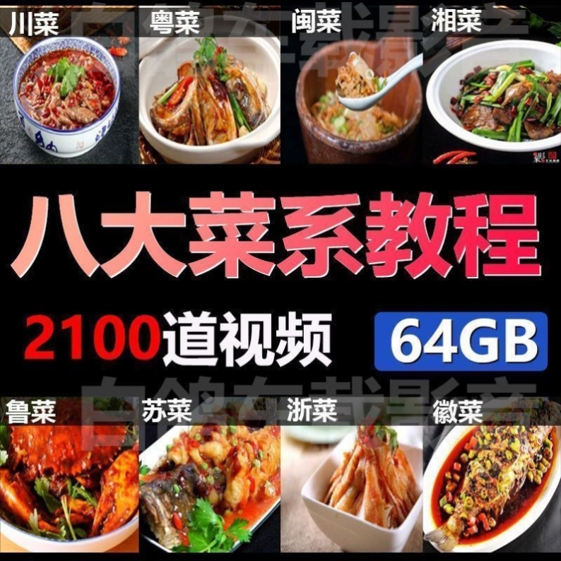 学做家常菜零基础视频U盘炒菜烹饪八大菜系川湘粤鲁厨师教程优盘