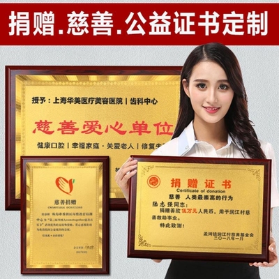 慈善爱心人士单位捐款捐赠公益牌匾直播背景墙爱心捐赠牌匾奖牌