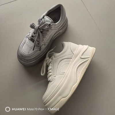 德赛帝伦女士板鞋秋季新款英伦风休闲厚底胖系带女鞋时尚皮面运费