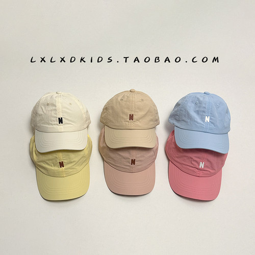 糖果色儿童鸭舌帽子女童小N字母