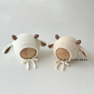 婴儿帽子秋冬可爱超萌小羊耳朵