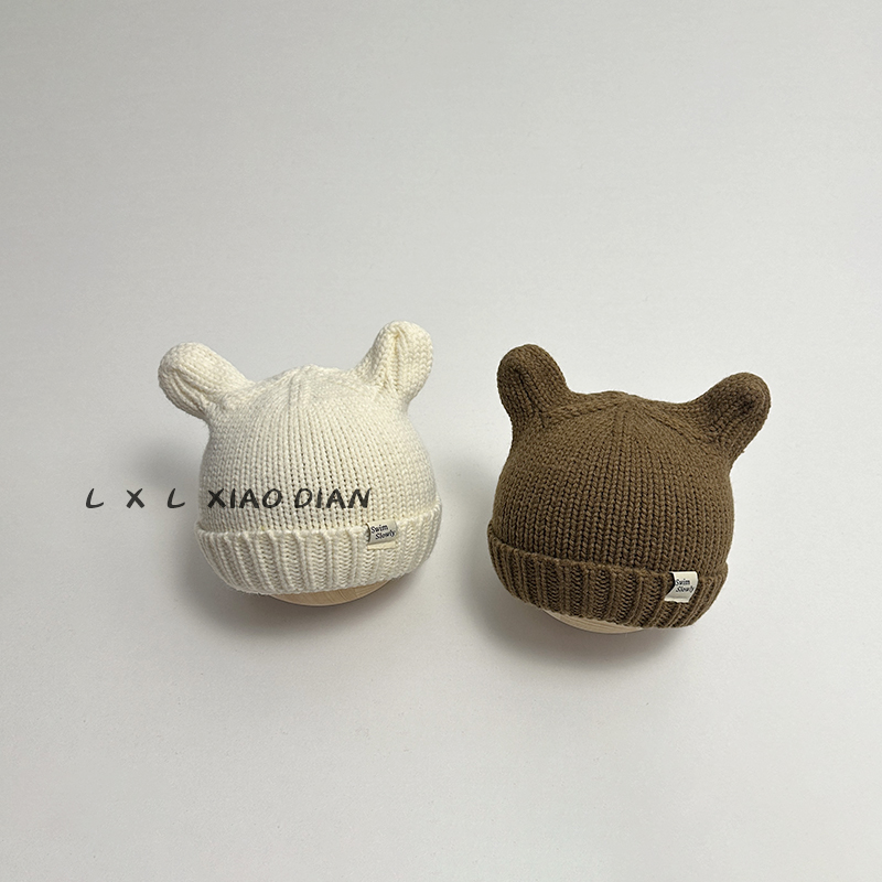婴儿毛线帽可爱小熊耳朵针织