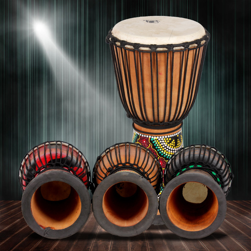 小10寸非洲鼓初学者手鼓整木掏空羊皮手工雕刻云南丽江乐器