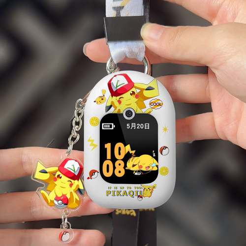 适用华为儿童手表表带卡通挂脖套3Pro保护套4X挂绳4pro钥匙扣挂套