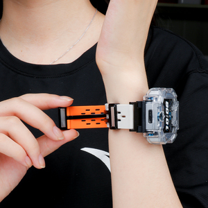 蜂窝磁吸硅胶表带适用华为儿童手表5X/5XPro/3Pro/4Pro腕带替换带