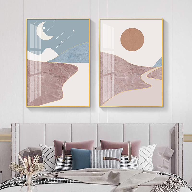 卧室床头装饰画现代简约免打孔女孩房间背景墙挂画温馨北欧风壁画