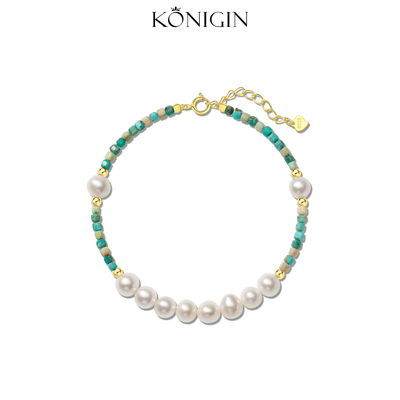 天然淡水珍珠手链女绿松石