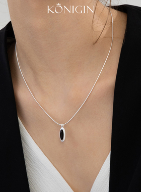925纯银黑玛瑙项链女水滴毛衣链