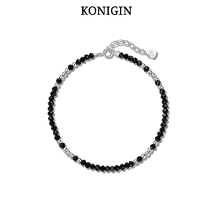 Konigin黑晶石手链女s925纯银隔珠2025年新款简约百搭串珠手饰品