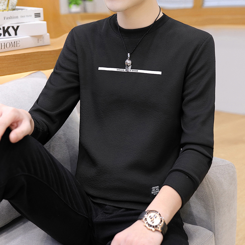 Autumn 2020 new men's long sleeve T-shirt crew neck Pullover Sweater Korean fashion T-shirt