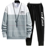 2023春季男士运动休闲时尚套装圆领卫衣学生百搭一整套TZW14-P22，男装休闲套装，星座1402-1