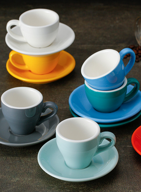 浓缩咖啡杯套装黑色小咖啡杯子红色特浓espresso黄色意式咖啡杯碟