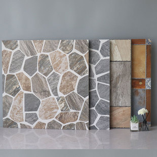 庭园阳台室外地砖600x600花园碎石拼花瓷砖个性餐饮店防滑仿古砖