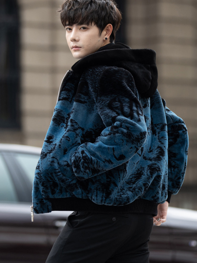 AUTUMN AND WINTER NEW MENS GOLD MINK PADDED JACKET TRENDY KOREAN CASUAL FUR FUR ONE HANDSOME JACKET