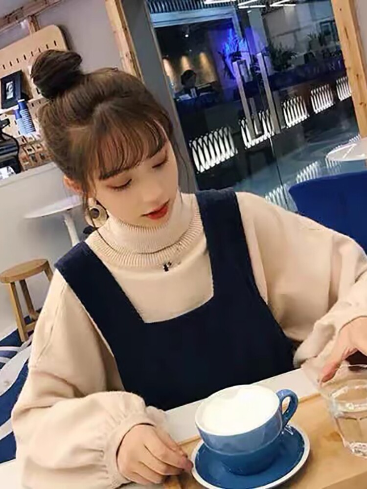 MATERNITY SUIT AUTUMN DRESS HIGH-QUALITY TURTLENECK SWEATER TOP AUTUMN WINTER CORDUROY SLIP DRESS TWO-PIECE SET SPRING AND AUTUMN